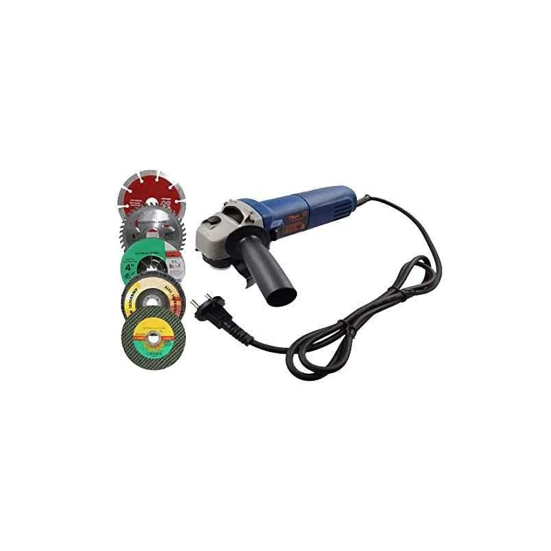 Hillgrove HGANG4B5M2 100mm Metal Angle Grinder with 5-Piece Wheel Set image-1