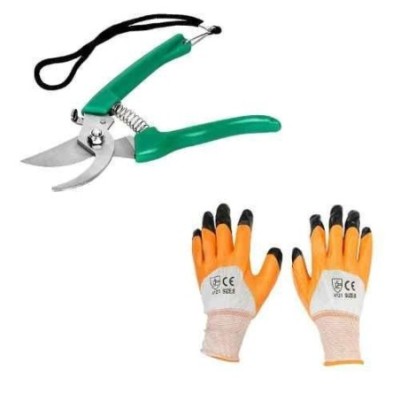 Hillgrove HGCM186M1 Gardening Pruning Hedge Shear with Hand Gloves Combo image-1
