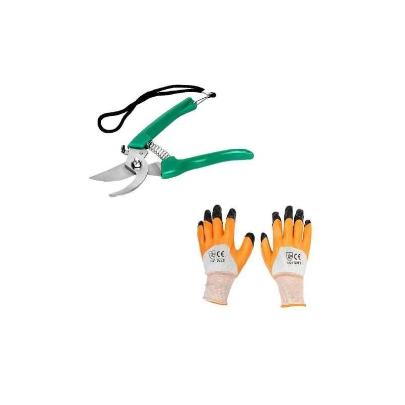 Hillgrove HGCM186M1 Gardening Pruning Hedge Shear with Hand Gloves Combo image-1