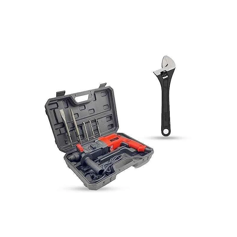Hillgrove HGCM1249 1200W Hammer Impact Drill Machine with 5 SDS Plus Bits & 8-Inch Adjustable Wrench image-3