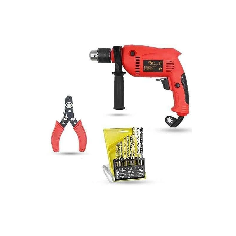Hillgrove HGCM1358 700W 13mm Power Drill Machine with 9 Drill Bits & Wire Cutter image-4