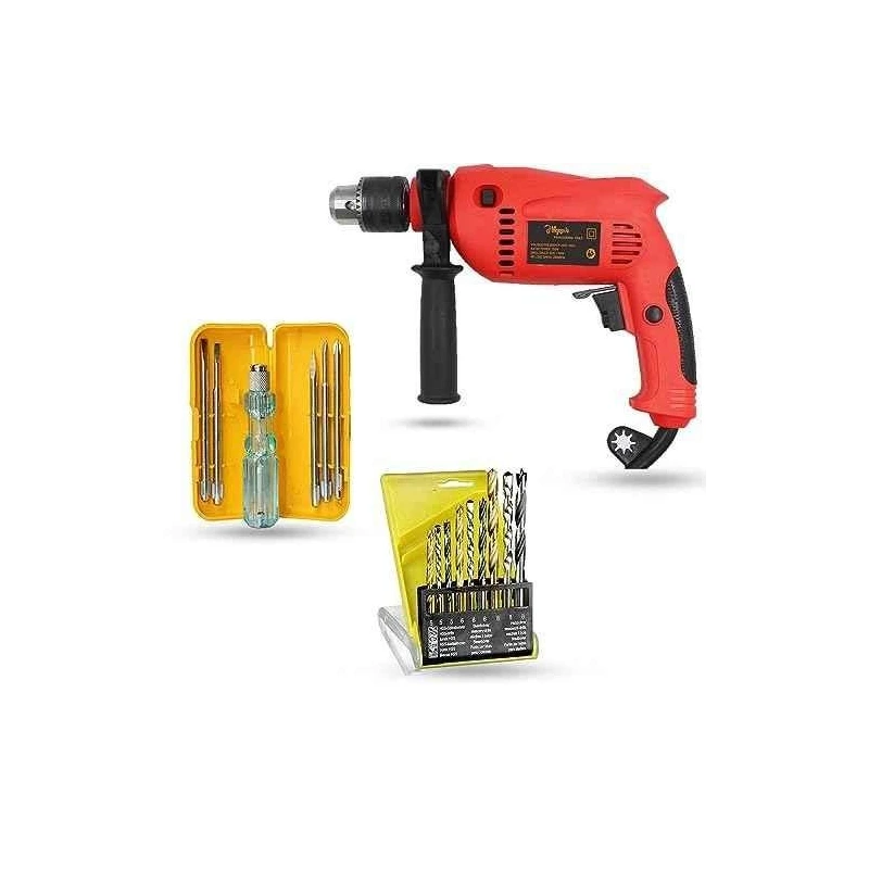 Hillgrove HGCM1355 700W 13mm Power Drill Machine with 9 Drill Bits & 5-in-1 Screwdriver image-2