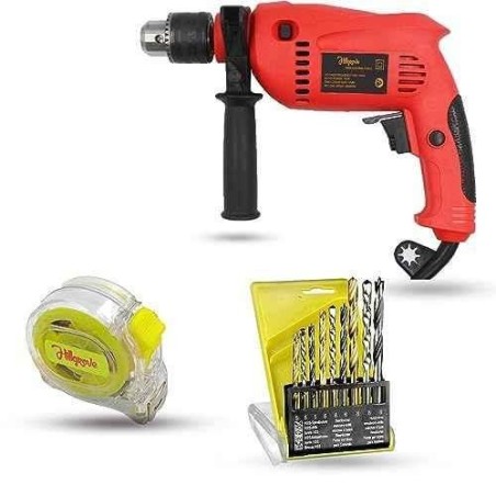 Hillgrove HGCM1351 700W 13mm Power Drill Machine with 9 Drill Bits & Measuring Tape image-1