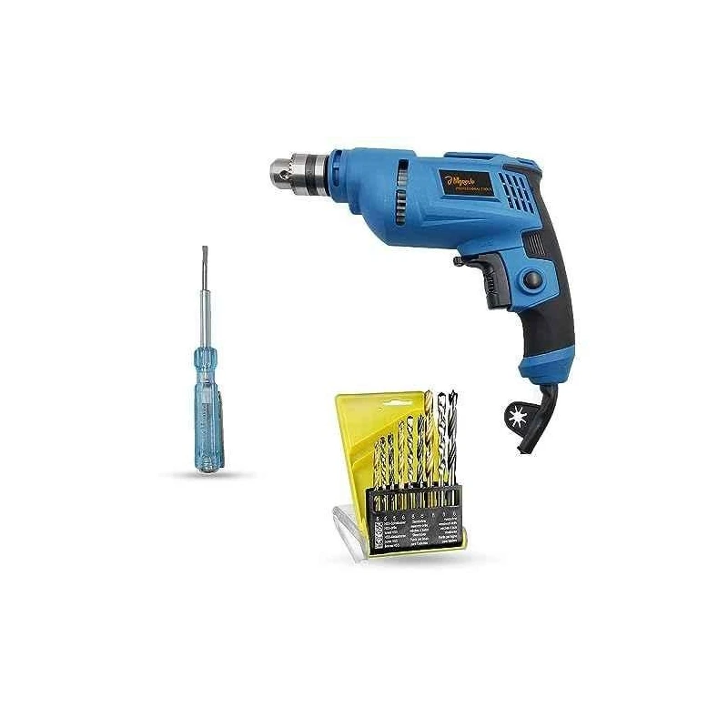 Hillgrove HGCM1370 500W 10mm Power Drill Machine with 9 Drill Bits & Line Tester image-4