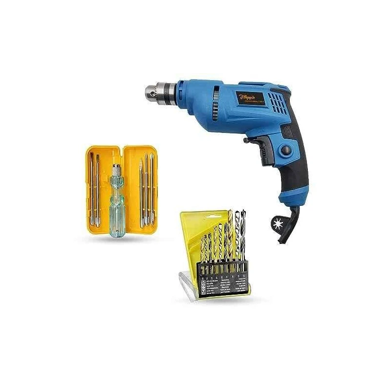Hillgrove HGCM1368 500W 10mm Power Drill Machine with 9 Drill Bits & 5-in-1 Screwdriver image-6