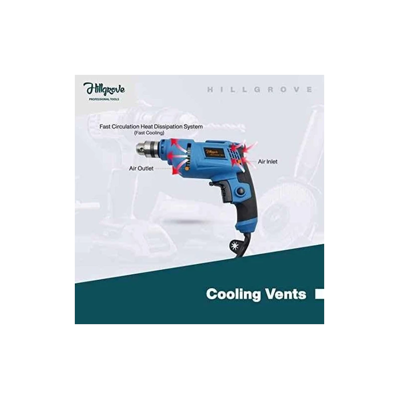 Hillgrove HGCM1369 500W 10mm Power Drill Machine with 9 Drill Bits & Electrical Tape image-4