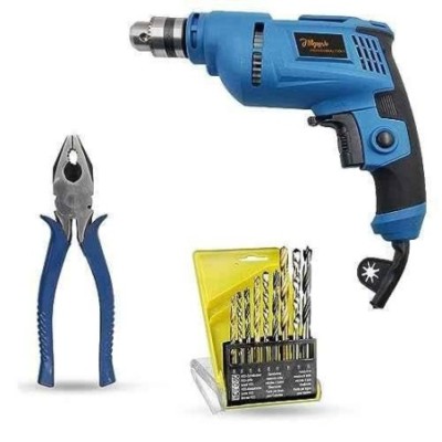 Hillgrove HGCM1366 500W 10mm Power Drill Machine with 9 Drill Bits & 8-Inch Plier image-1