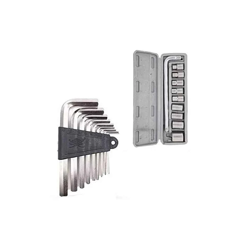 Hillgrove HGCM854 9-Piece Alloy Steel Hex Allen Key Set with 10-in-1 Socket Set image-1