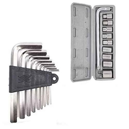 Hillgrove HGCM854 9-Piece Alloy Steel Hex Allen Key Set with 10-in-1 Socket Set image-1