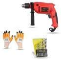 Hillgrove HGCM1349 700W 13mm Power Drill Machine with 9 Drill Bits & Gloves image-2