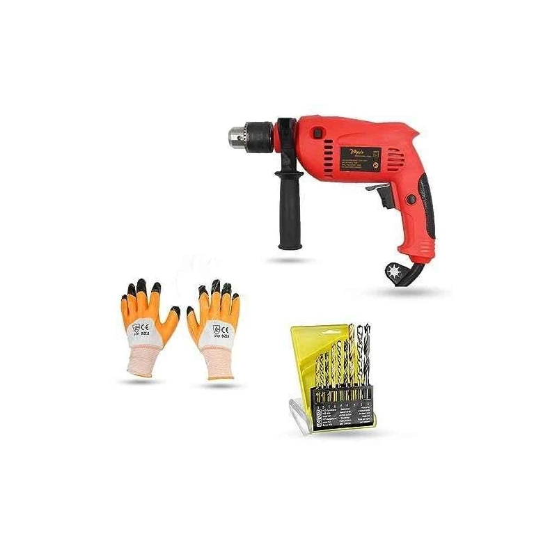 Hillgrove HGCM1349 700W 13mm Power Drill Machine with 9 Drill Bits & Gloves image-2