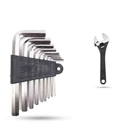 Hillgrove HGCM857 9-Piece Carbon Steel Hex Allen Key Set with 8-Inch Adjustable Wrench image-3