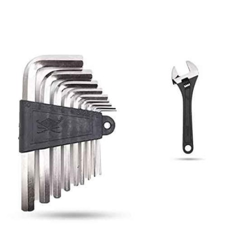 Hillgrove HGCM857 9-Piece Carbon Steel Hex Allen Key Set with 8-Inch Adjustable Wrench image-3