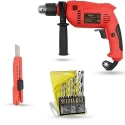 Hillgrove HGCM1359 700W 13mm Power Drill Machine with 9 Drill Bits & Utility Knife image-2