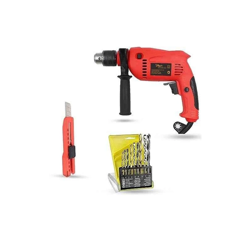 Hillgrove HGCM1359 700W 13mm Power Drill Machine with 9 Drill Bits & Utility Knife image-2
