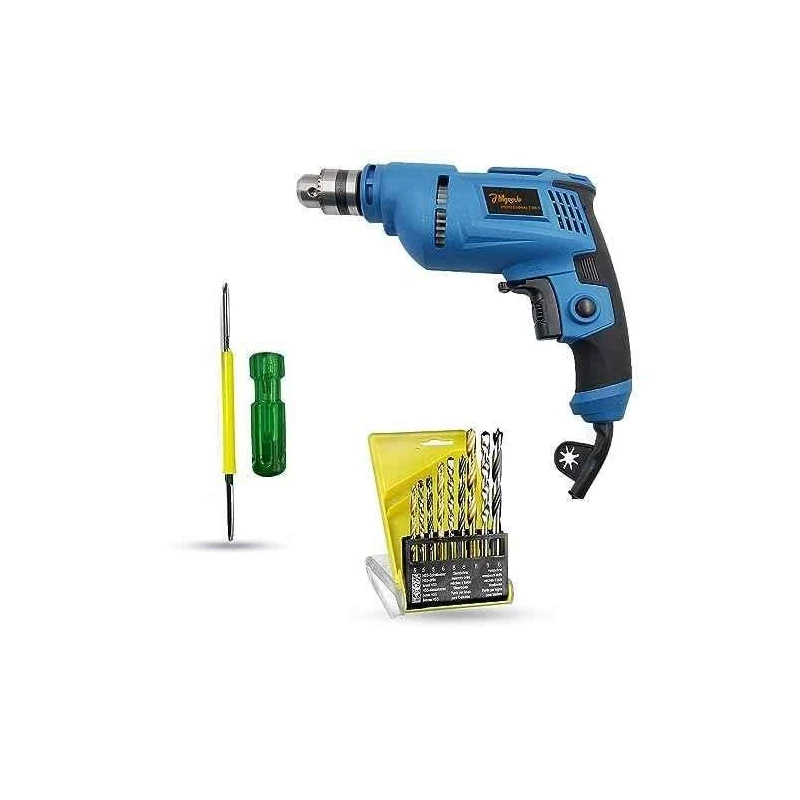 Hillgrove HGCM1367 500W 10mm Power Drill Machine with 9 Drill Bits & 2-in-1 Screwdriver image-3