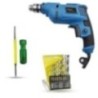 Hillgrove HGCM1367 500W 10mm Power Drill Machine with 9 Drill Bits & 2-in-1 Screwdriver