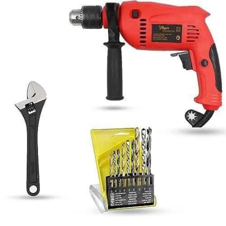 Hillgrove HGCM1360 700W 13mm Power Drill Machine with 9 Drill Bits & 8-Inch Adjustable Wrench image-5