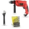 Hillgrove HGCM1360 700W 13mm Power Drill Machine with 9 Drill Bits & 8-Inch Adjustable Wrench