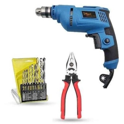 Hillgrove HGCM1365 500W 10mm Power Drill Machine with 9 Drill Bits & 8-Inch Plier image-2