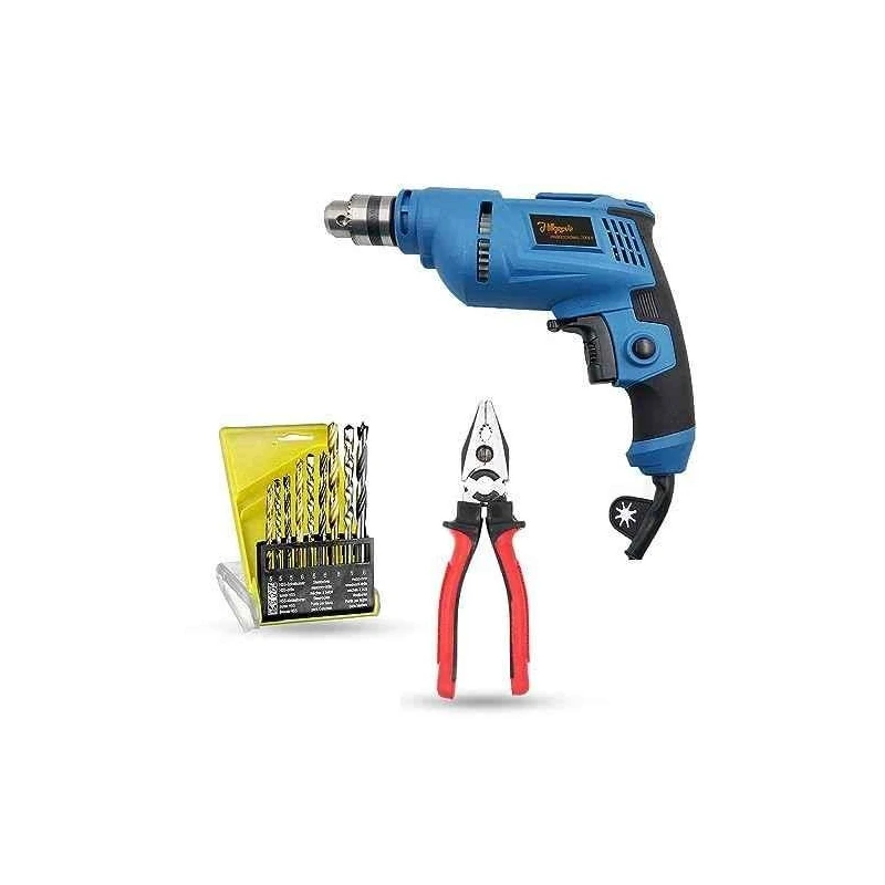Hillgrove HGCM1365 500W 10mm Power Drill Machine with 9 Drill Bits & 8-Inch Plier image-2