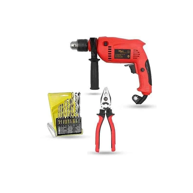 Hillgrove HGCM1352 700W 13mm Power Drill Machine with 9 Drill Bits & 8-Inch Plier image-1