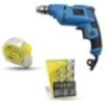 Hillgrove HGCM1364 500W 10mm Power Drill Machine with 9 Drill Bits & Measuring Tape