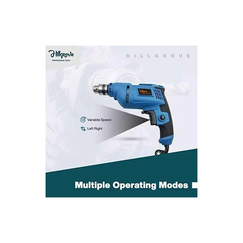 Hillgrove HGCM1364 500W 10mm Power Drill Machine with 9 Drill Bits & Measuring Tape image-6