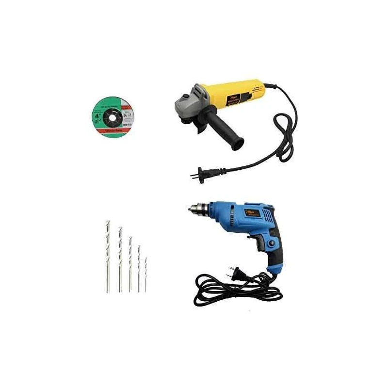 Hillgrove HGCM15M1 4-Inch Metal Angle Grinder with 10mm Drill Machine & 5 Drill Bits image-1
