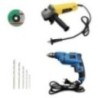 Hillgrove HGCM15M1 4-Inch Metal Angle Grinder with 10mm Drill Machine & 5 Drill Bits
