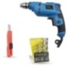 Hillgrove HGCM1372 500W 10mm Power Drill Machine with 9 Drill Bits & Utility Knife
