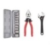 Hillgrove HGCM409M1 10-Piece Hex Socket Spanner Set with 8-Inch Plier & 8-Inch Adjustable Wrench