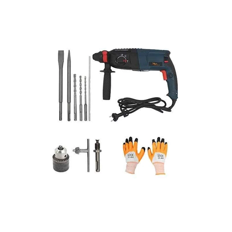 Hillgrove HGCM25M1 1200W 26mm Hammer Drill Machine with SDS Adapter Drill Chuck & 5 SDS Plus Bits image-1