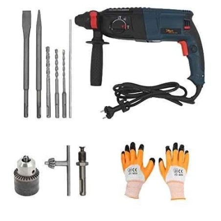 Hillgrove HGCM25M1 1200W 26mm Hammer Drill Machine with SDS Adapter Drill Chuck & 5 SDS Plus Bits image-1