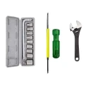 Hillgrove HGCM413M1 10-Piece Hex Socket Spanner Set with 2-in-1 Screwdriver & 8-Inch Adjustable Wrench image-1