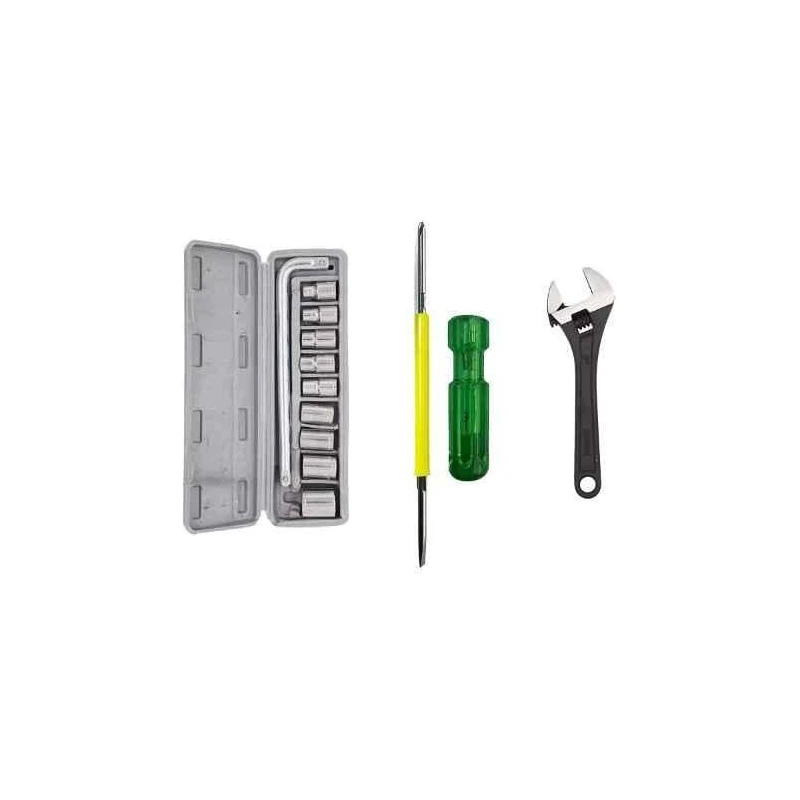 Hillgrove HGCM413M1 10-Piece Hex Socket Spanner Set with 2-in-1 Screwdriver & 8-Inch Adjustable Wrench image-1