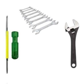 Hillgrove HGCM447M1 8-Inch Adjustable Wrench with 8-Piece Open End Wrench & 2-in-1 Screwdriver Combo image-1