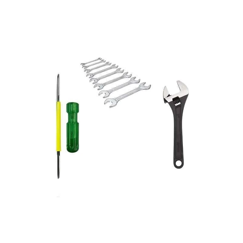 Hillgrove HGCM447M1 8-Inch Adjustable Wrench with 8-Piece Open End Wrench & 2-in-1 Screwdriver Combo image-1