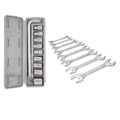 Hillgrove HGCM210 10-Piece Hex Spanner Socket Set with 8-Piece Double Open End Wrench Set image-1