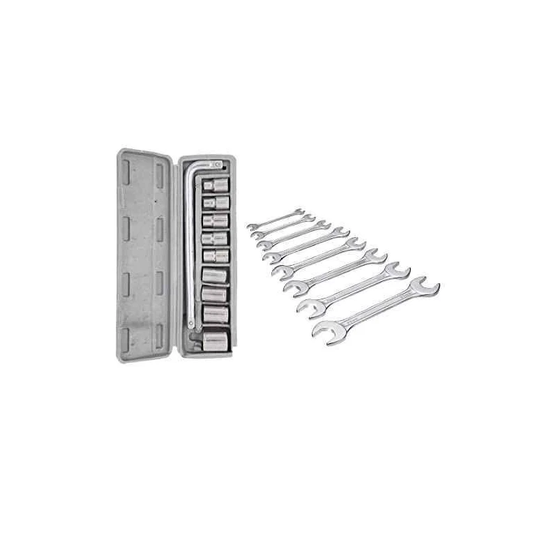 Hillgrove HGCM210 10-Piece Hex Spanner Socket Set with 8-Piece Double Open End Wrench Set image-1