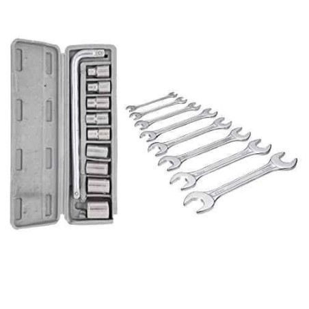 Hillgrove HGCM210 10-Piece Hex Spanner Socket Set with 8-Piece Double Open End Wrench Set image-1