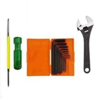 Hillgrove HGCM448M1 8-Inch Adjustable Wrench with 2-in-1 Screwdriver & 9-Piece Hex Allen Key Set image-1