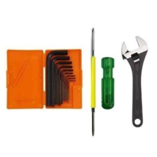 Hillgrove HGCM444M1 8-Inch Adjustable Wrench with 2-in-1 Phillips Screwdriver & 9-Piece Hex Allen Key Set image-1