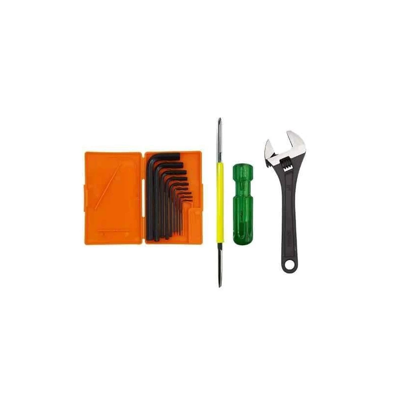 Hillgrove HGCM444M1 8-Inch Adjustable Wrench with 2-in-1 Phillips Screwdriver & 9-Piece Hex Allen Key Set image-1