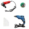 Hillgrove HGCM17M1 4-Inch Metal Angle Grinder with 10mm Drill Machine & 5 Drill Bits Set image-1