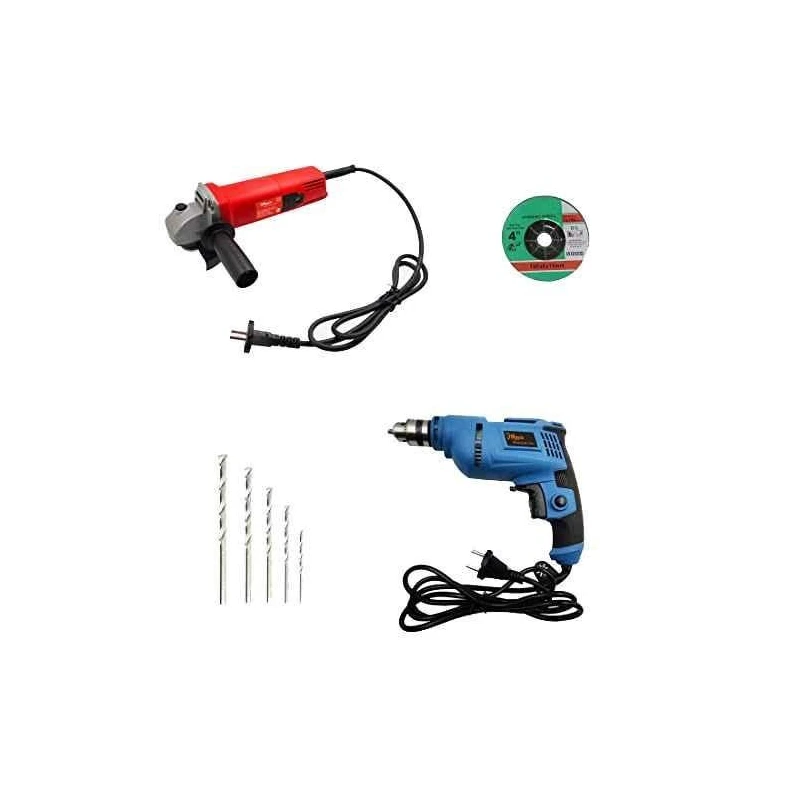 Hillgrove HGCM17M1 4-Inch Metal Angle Grinder with 10mm Drill Machine & 5 Drill Bits Set image-1