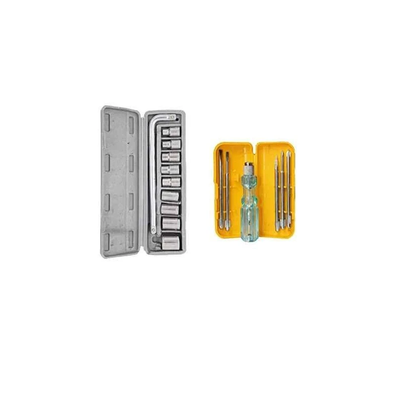 Hillgrove HGCM50M1 10-Piece Chrome Vanadium Hex Socket Spanner Set with 5-in-1 Screwdriver image-1