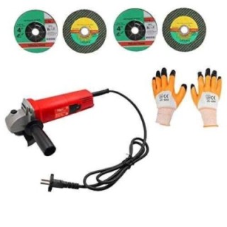 Hillgrove HGCM14M1 Metal Angle Grinder with Gloves & 4-Piece 100mm Cutting Wheel Set image-1