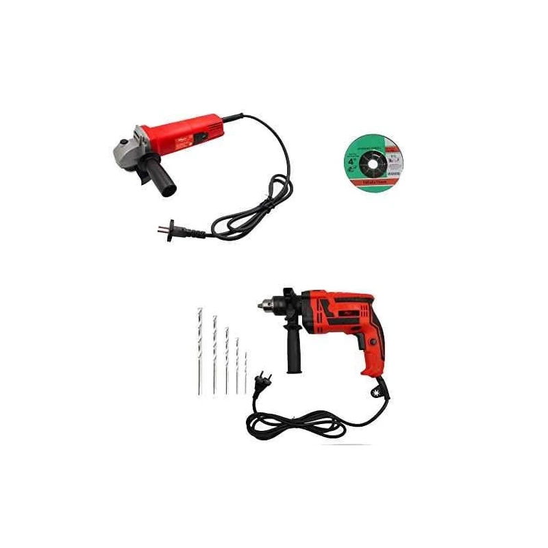 Hillgrove HGCM18M1 4-Inch Metal Angle Grinder with 13mm Drill Machine & 5 Drill Bits image-1