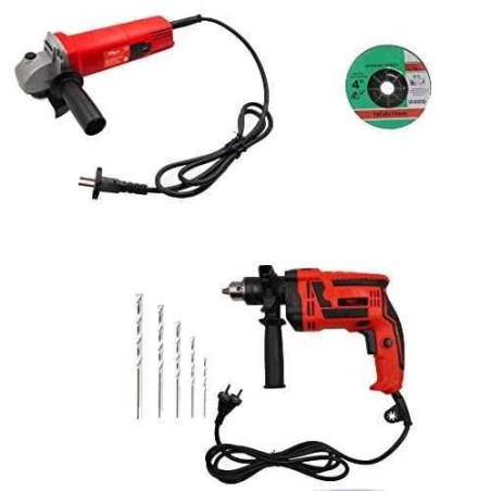 Hillgrove HGCM18M1 4-Inch Metal Angle Grinder with 13mm Drill Machine & 5 Drill Bits image-1